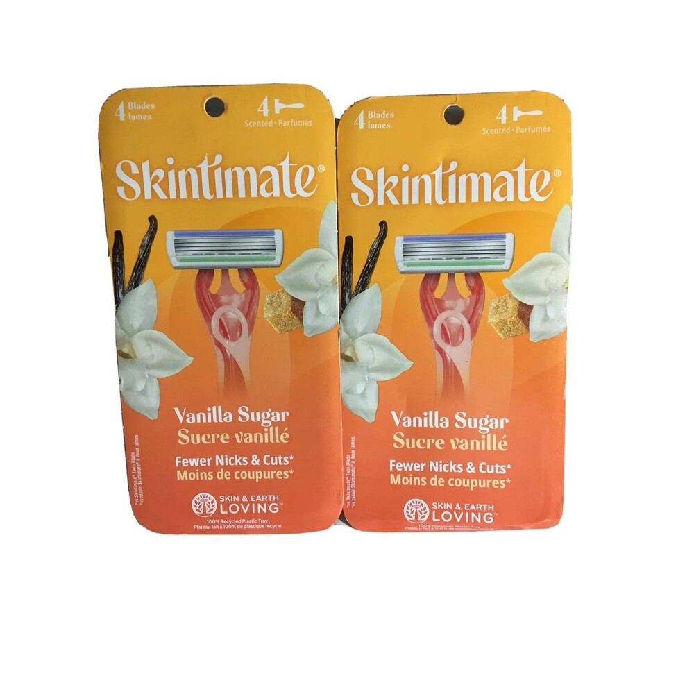 Skintimate Vanilla Sugar Exfoliating Disposable Razor - 2 Four Packs.